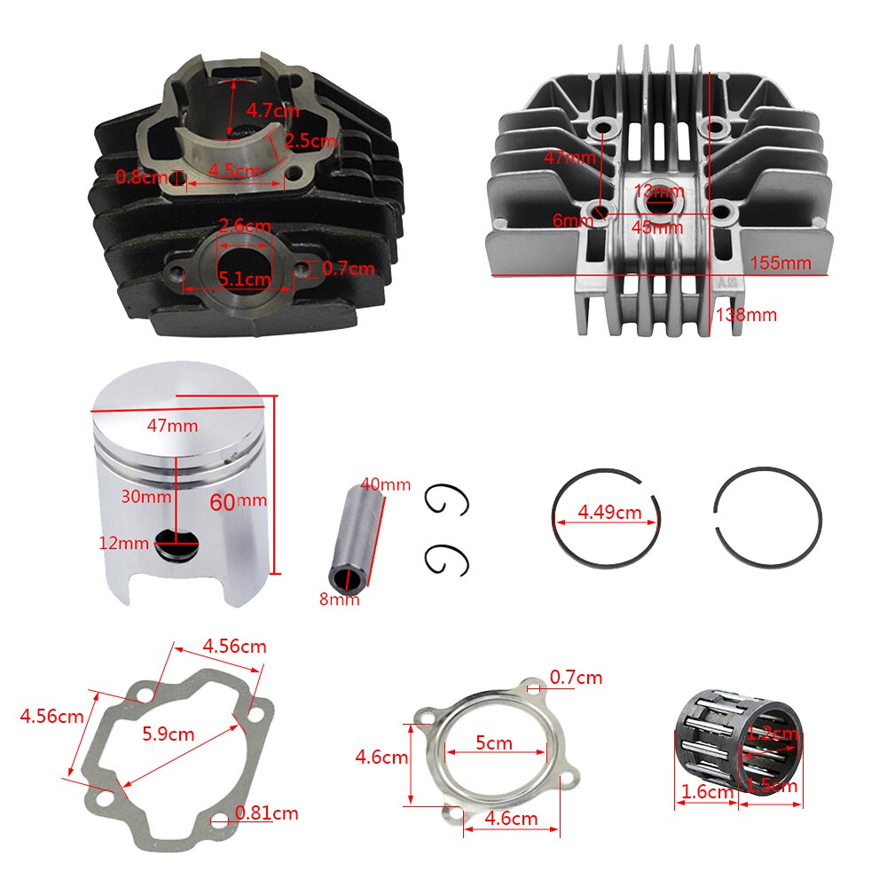 47mm Cylinder Kit for YAMAHA PW80 1983-2006 11Pcs