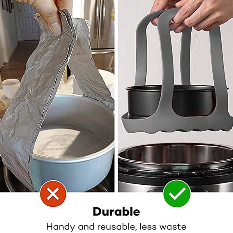 Élingue de cuisson pour autocuiseur, élingue en Silicone pour 6 Qt/8 Qt, support de cuisson à vapeur multifonctionnel gris