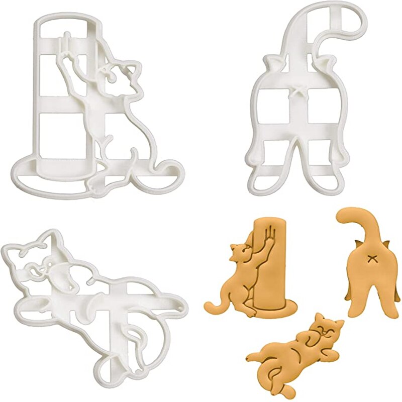 Stampo per biscotti a forma di gatto fai-da-te stampo per biscotti carino 3D gattino per gatti stampo per biscotti per bambini Bakeware stampo per biscotti strumenti di cottura