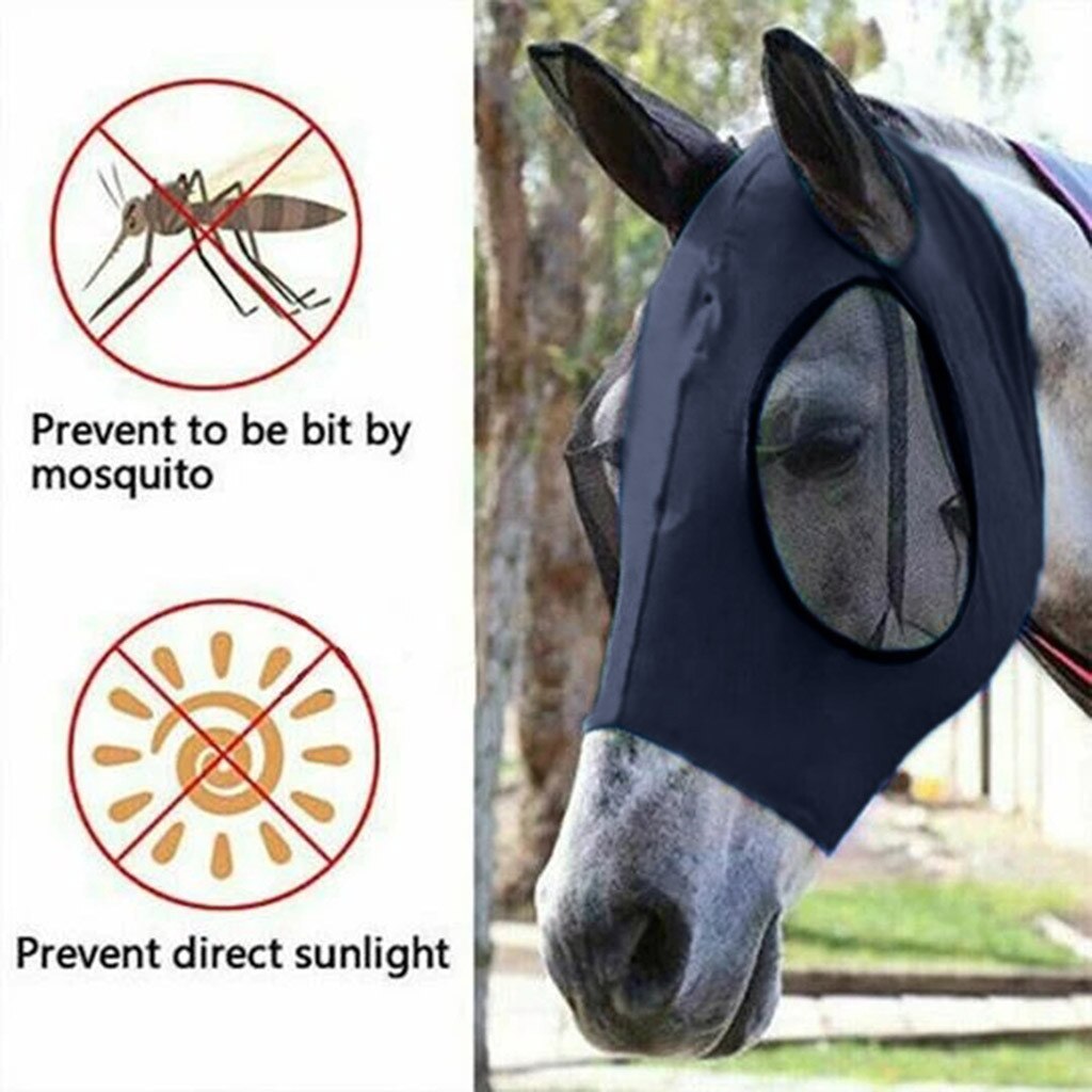 Anti-Fly Mesh Equine Masker Comfort Fit Fly Masker Beschermt Ogen En Oren All-Purpose Covers Beschermen Paard van Vervelende Vliegen