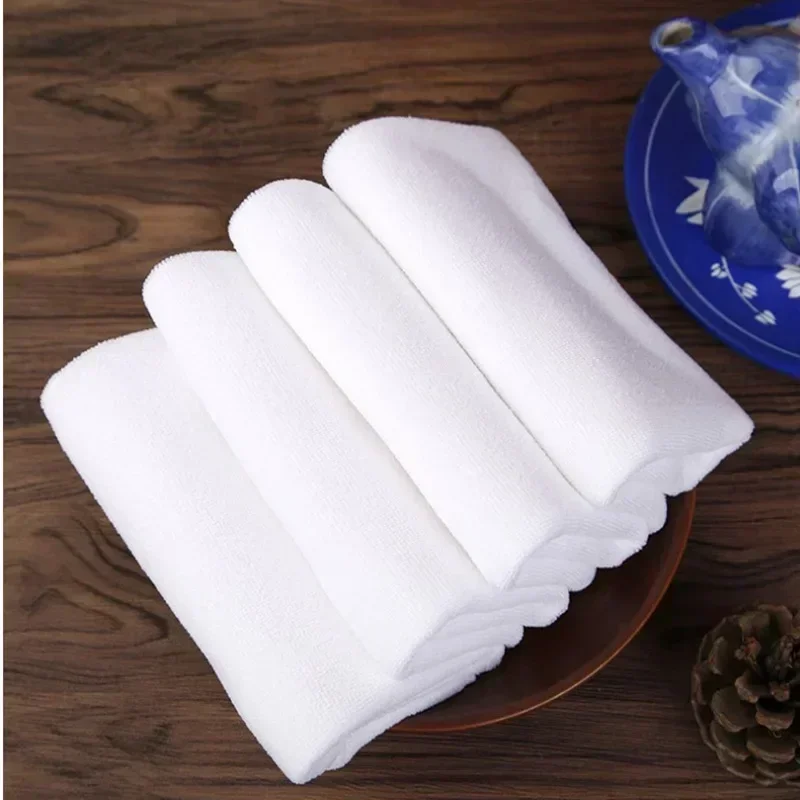 Toalla facial de tela de microfibra suave blanca, Toalla de baño para Hotel, paños de lavado, toallas de mano, toalla de limpieza multifuncional portátil, 5-10 Uds.