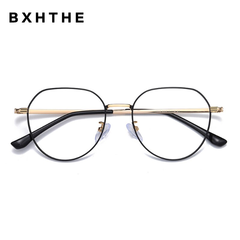 Pink Women Alloy Eyeglasses Women Prescription Optical Glasses Frame Round Myopia Spectacles Computer Eyewear: 1