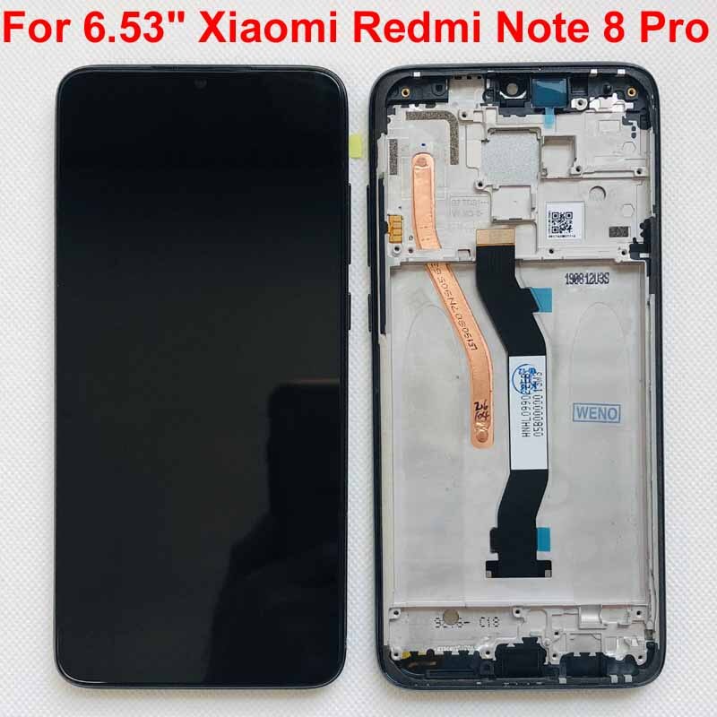 Original For 6.53" Xiaomi Redmi Note 8 Pro LCD Display Screen+Touch Screen Digitizer With Frame For Redmi Note 8 Pro LCD