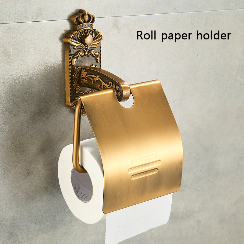 Antieke Badkamer Hardware Set Muur-Gemonteerde Handdoekrek Toiletborstel Rek Föhn Rek Zeepbakje Douche Hoekrek Accessoires: WHITE