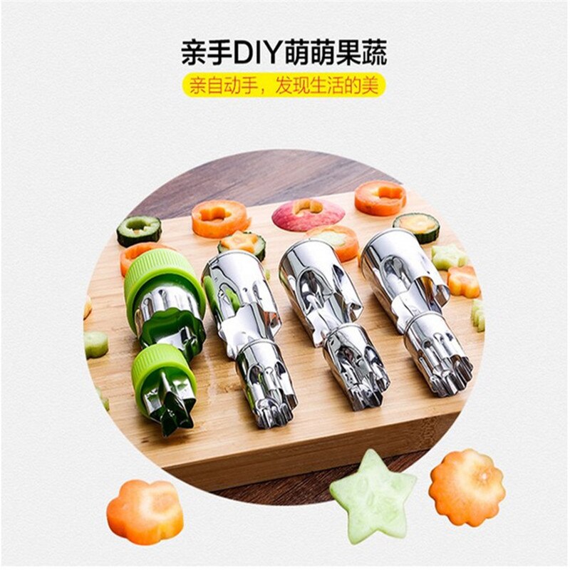 Cortador de fruta con moldes para arroz y verduras, 8 unidades/juego de cortador con dibujo de flores, molde de acero inoxidable para pastel, galleta, galleta, herramientas de forma de corte