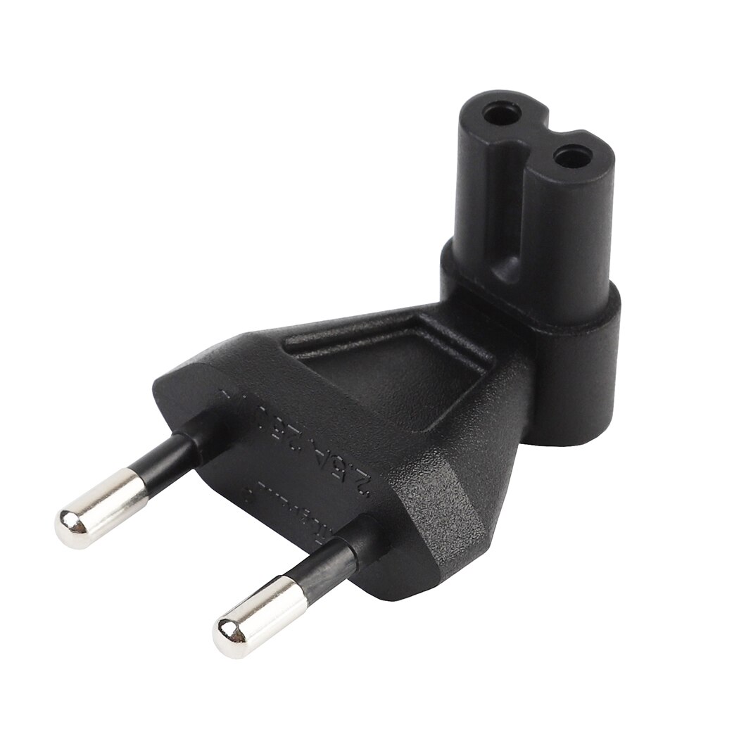 JORINDO EU TO IEC320 C7 conversion plug, European 2 Pin to IEC 320 C7 RIght Angle AC adapter