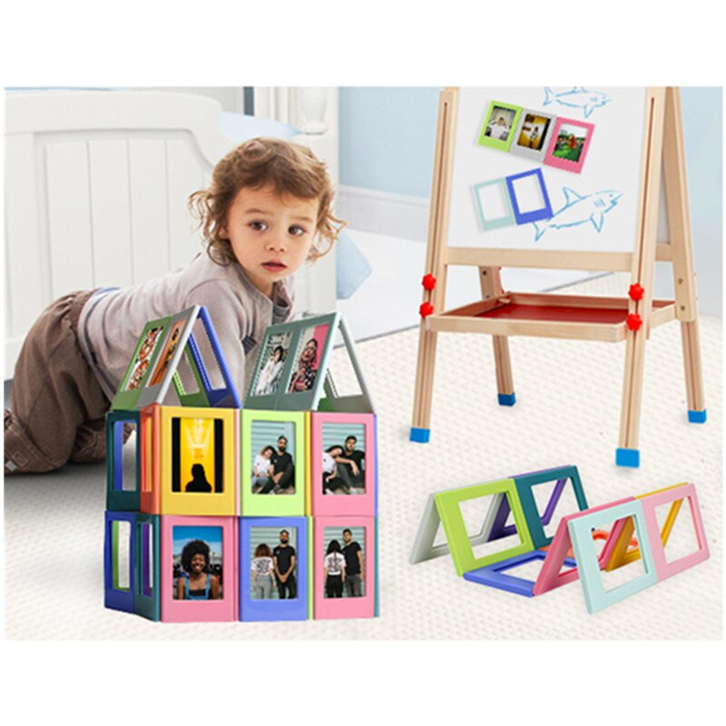 Mini farverig diy magnetisk fotoramme køleskab køleskab magnet billedramme til opbevaring af 3 tommer fotos