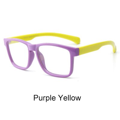 Ralferty børn brilleramme barn  tr90 fleksible firkantede rammer briller nærsynethed receptpligtige briller ramme pige dreng oculos  k8113: Lilla gul