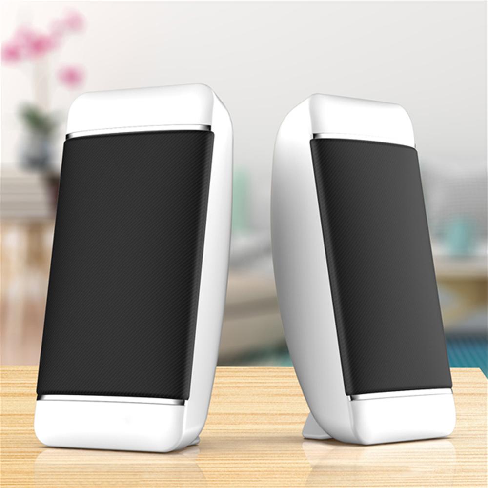 2 Pieces Wired Computer Speakers USB + AUX Mini PC Speaker for Laptop Desktop Phone 5W Audio Multimedia Loudspeaker: white