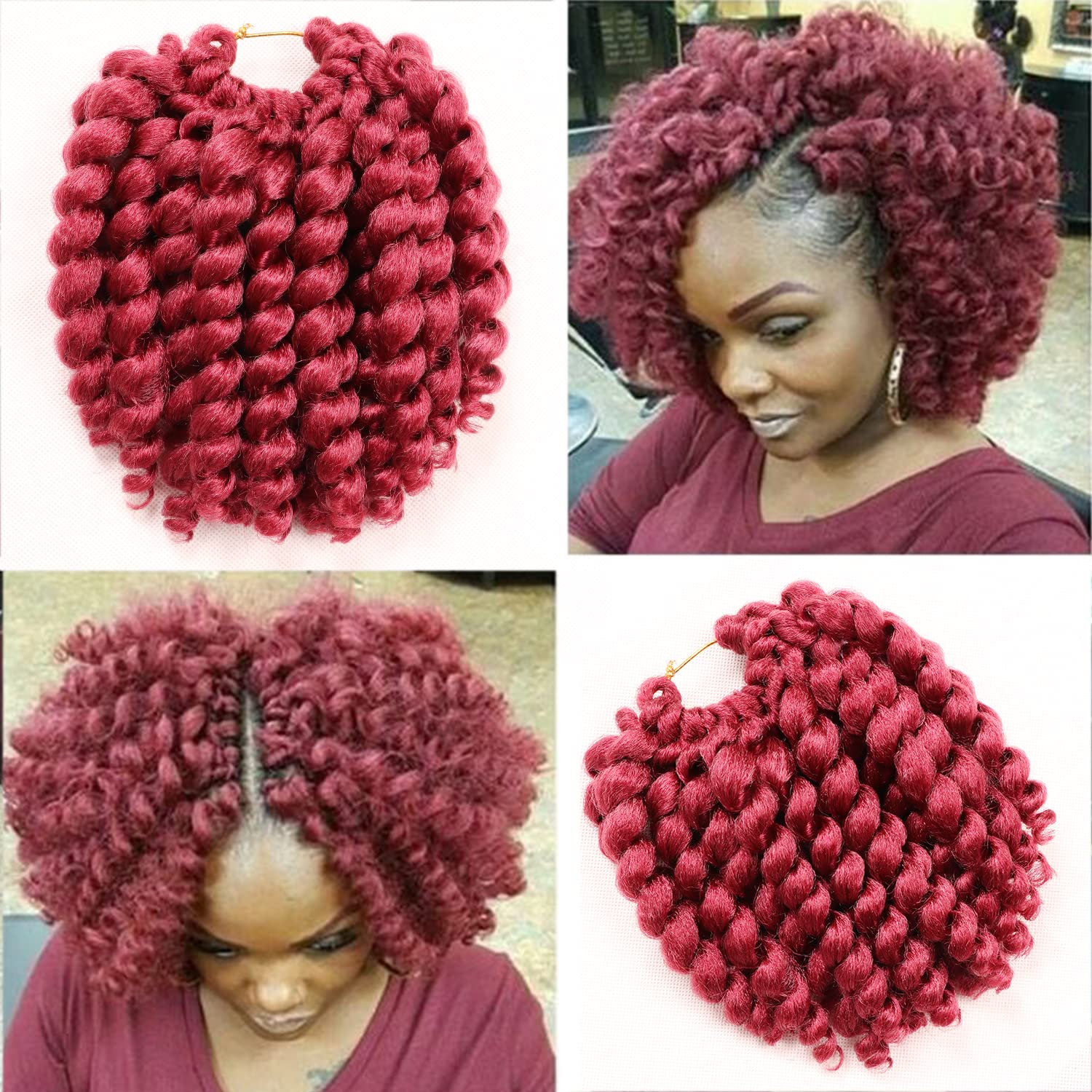 Pelo de ganchillo rizado con varita, pelo de ganchillo jamaicano de 8 pulgadas para mujeres negras, pelo de ganchillo negro Natural, pelo corto y rizado de ganchillo: Insecto / 8 unids/lote