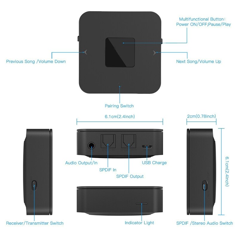 BT4852 ricevitore Bluetooth 5.0 CSR8670 2 in 1 BT 5.0 Wireless O Adapter