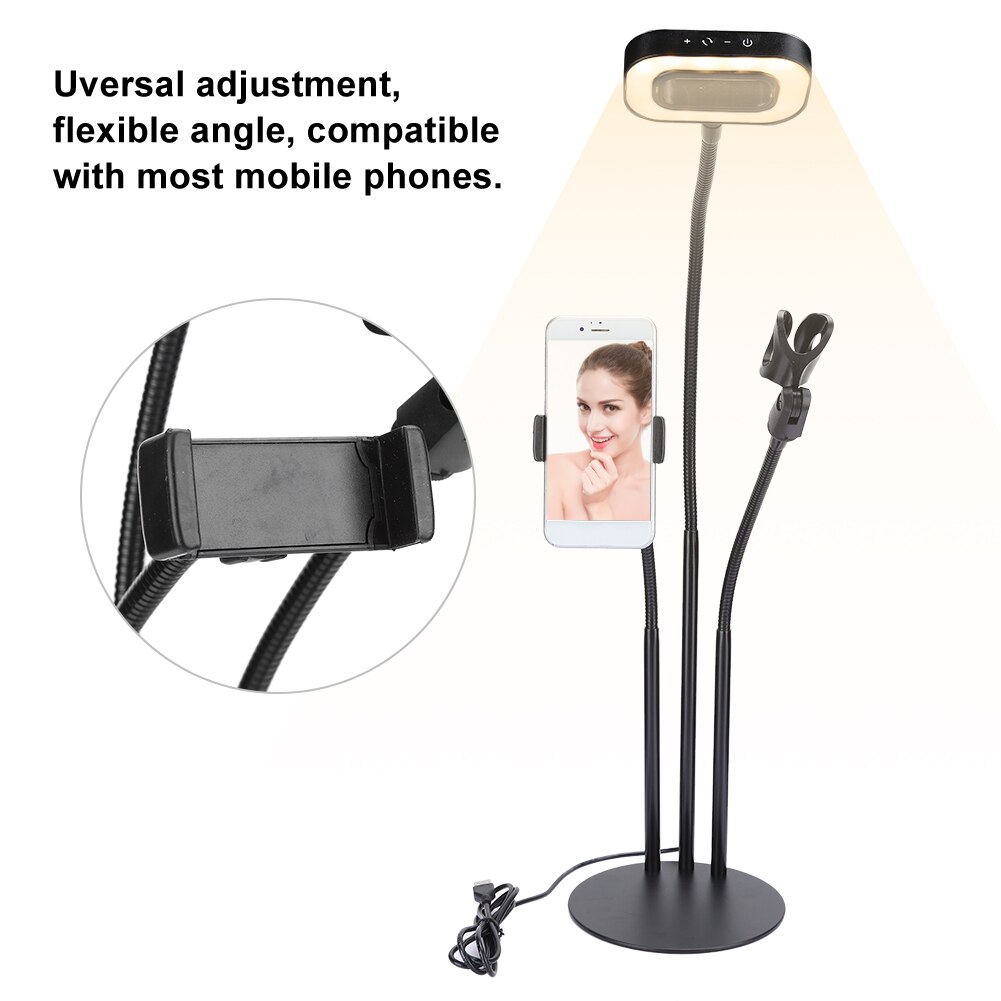 Draagbare Mobiele Telefoon Slimme Telefoon Led Licht Invullen Beugel Accessoire Traploos Dimmen Mic Clip Selfie Live Mobiele Telefoon Houder