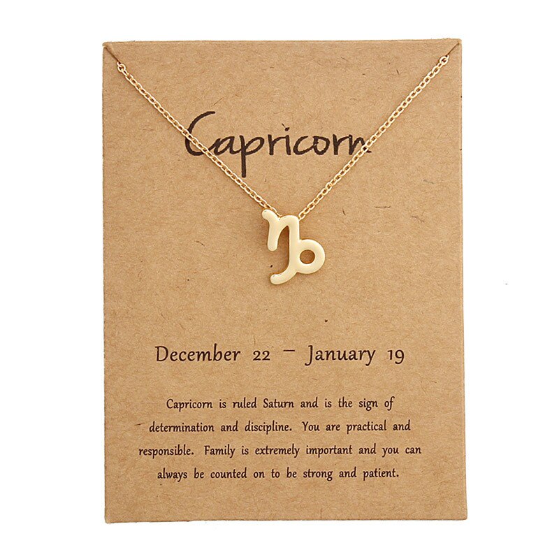 Colgante de 12 Constelaciones para mujer y niña, collar de Virgo, tarjeta de mensaje de de cumpleaños, joyería: Capricorn