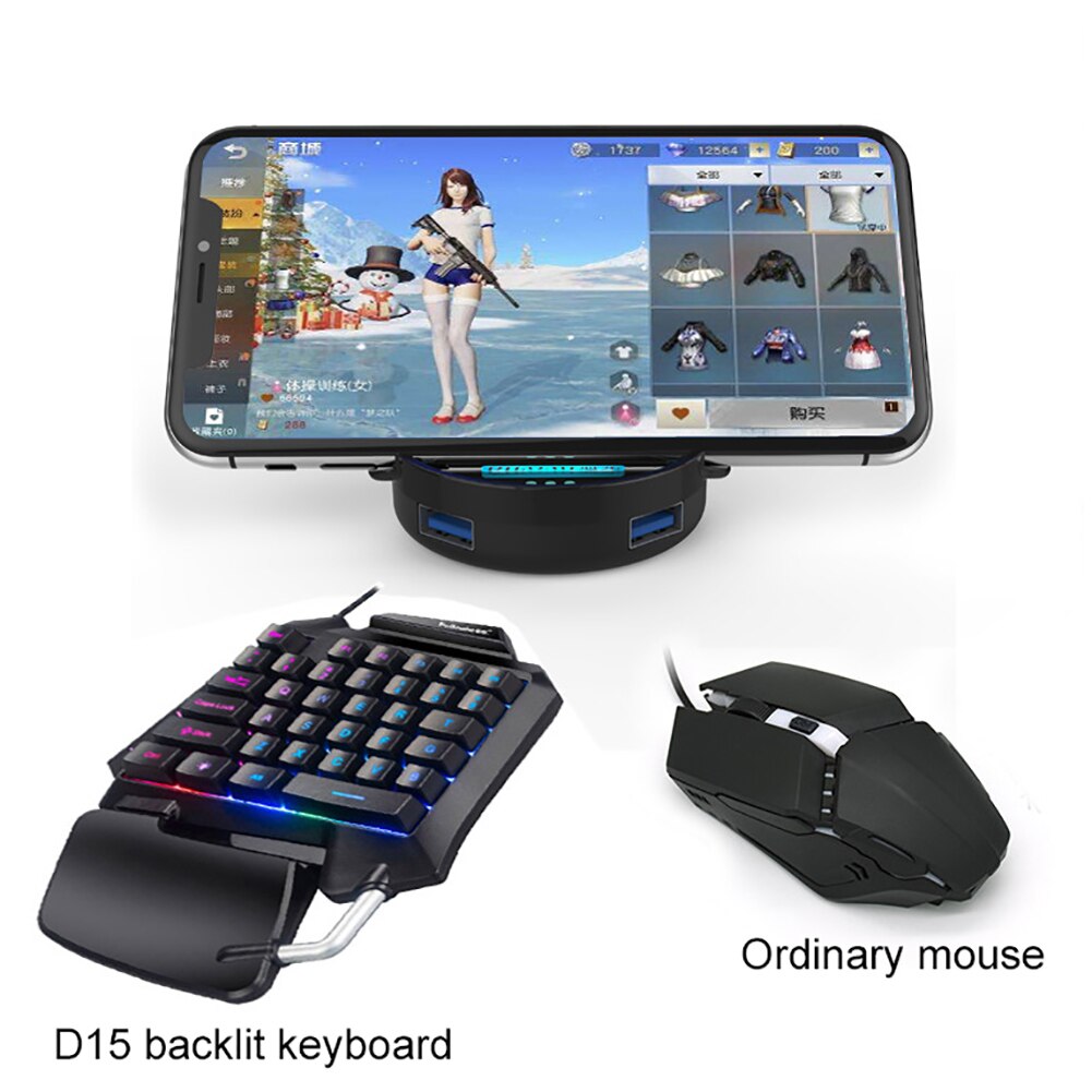Mobile Game Keyboard and Mouse Adapter Phone game Converter stand holder Controller Converter Wired Connections for Android/iOS