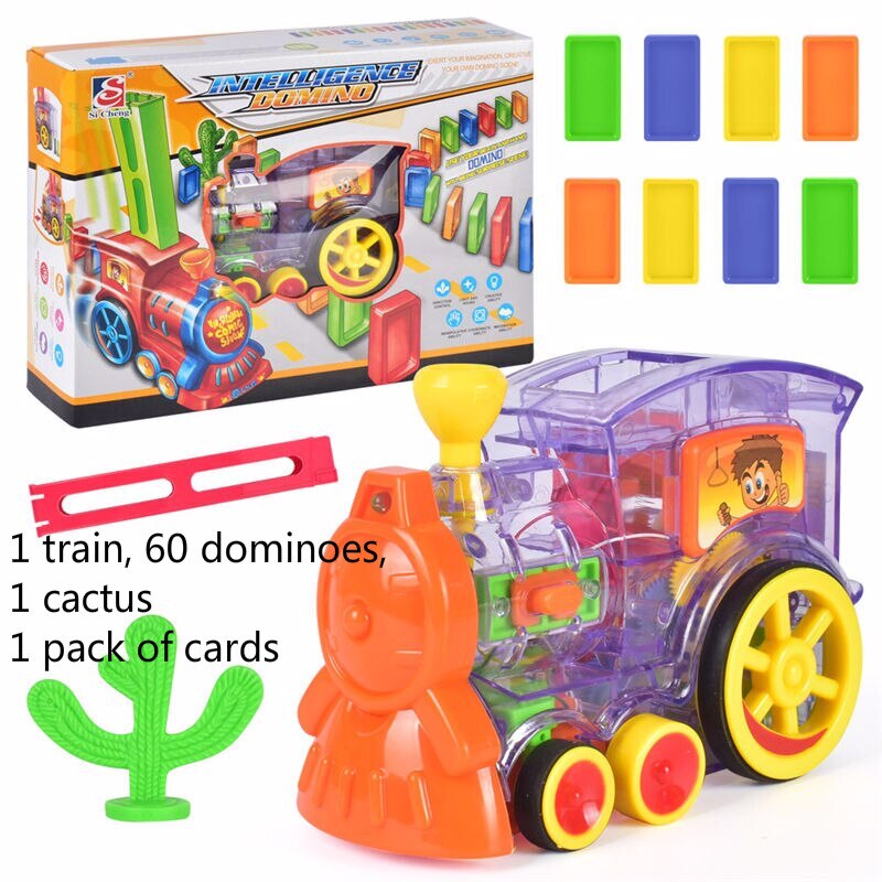 Elektrische Domino Trein Automatisch Sets 60 Gekleurde Plastic Domino Speelgoed Educatief Speelgoed Kinderen: 02