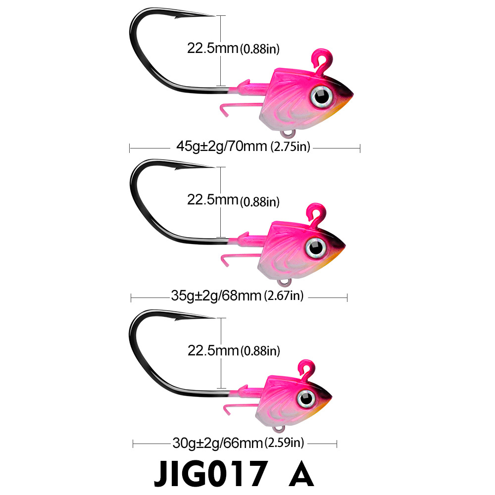 Fish Head Hooks 30g 35g 45g Fishing Hook 3D Eye Soft Worm Baits Jig Head Lure Hook for Sea Bass Pike Fishing Accessories Tackle
