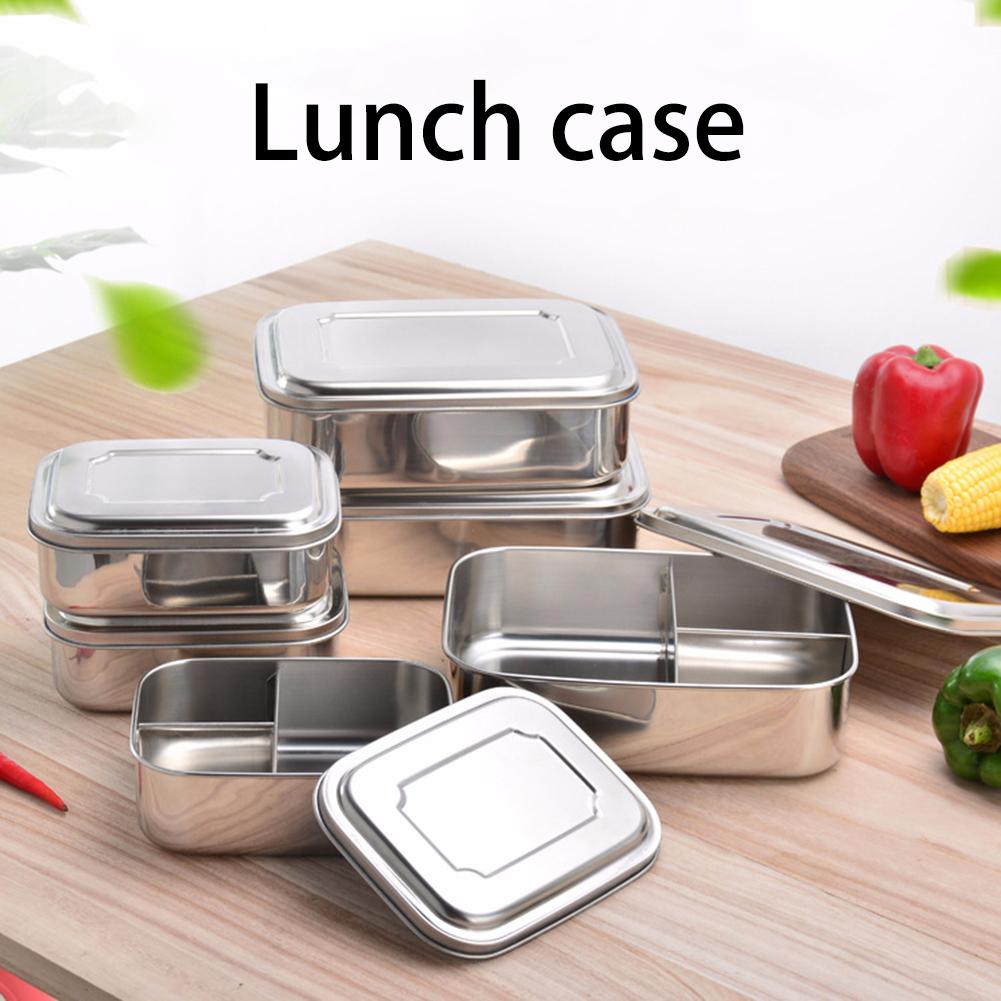 Rvs Lunchbox Gratis Brood Box Flexibele Scheiding Metalen Lunch Case Duurzame Geschikt Voor Wandelen School Kinderen