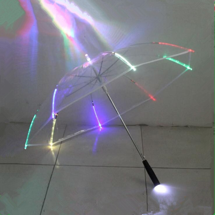 7 farben Ändern LED transparent Regenschirm mit Taschenlampe Funktion Sicherheit Warnung Schutz Regenschirme freundlicher Ideen: transparent