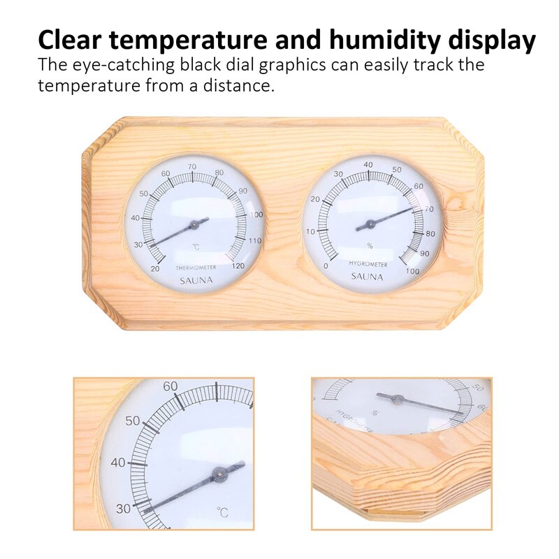 Sauna Thermometer Hout Hygrometer Binnenshuis Hoge Nauwkeurigheid Thermo Hygrometer Voor Sportscholen Hotels Familie Sauna &#39;S