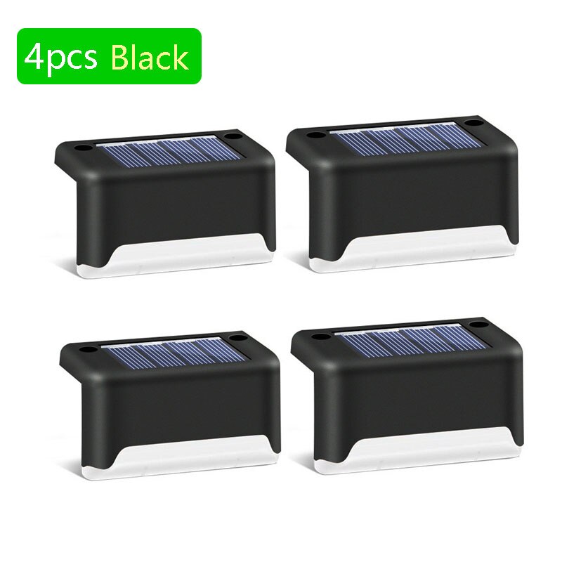 8/12 stuks zonne-terraslampen, tuin, landschap, trapverlichting, waterdichte wandlamp voor balkon, led-zonnehekverlichting: 4 stuks zwarte kleur