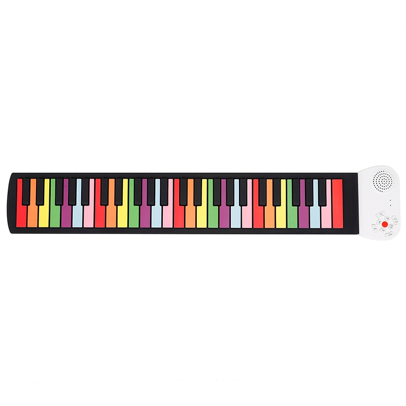 Rainbow Roll Up Piano, 49 Keys Flexible Educational Electronic Piano Keyboard with Loud Speaker Portable Toy: Default Title