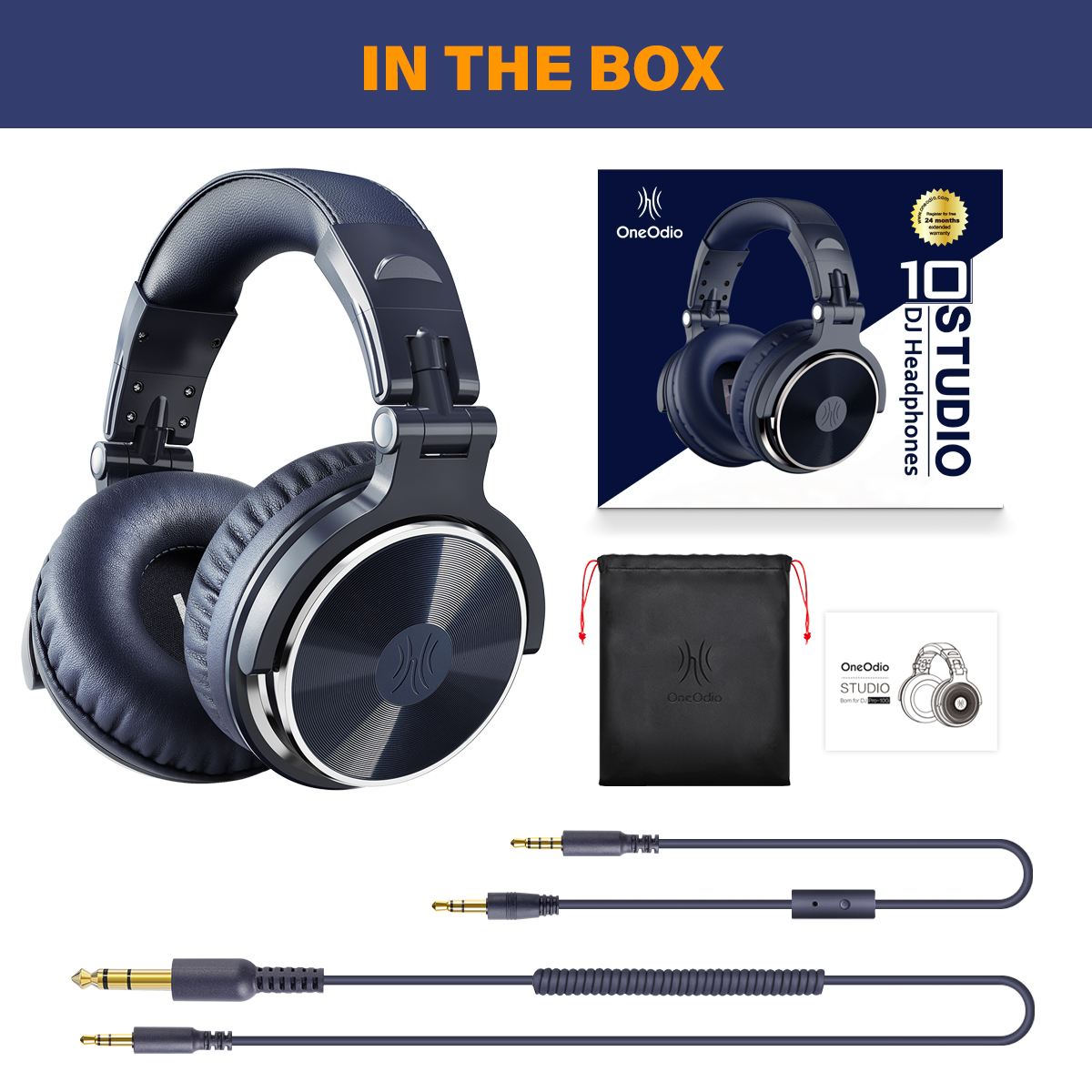 OneOdio Studio DJ filaire casque avec Microphone sur l'oreille HiFi moniteurs musique casque écouteur pour téléphone PC rose: Pro-10 Blue