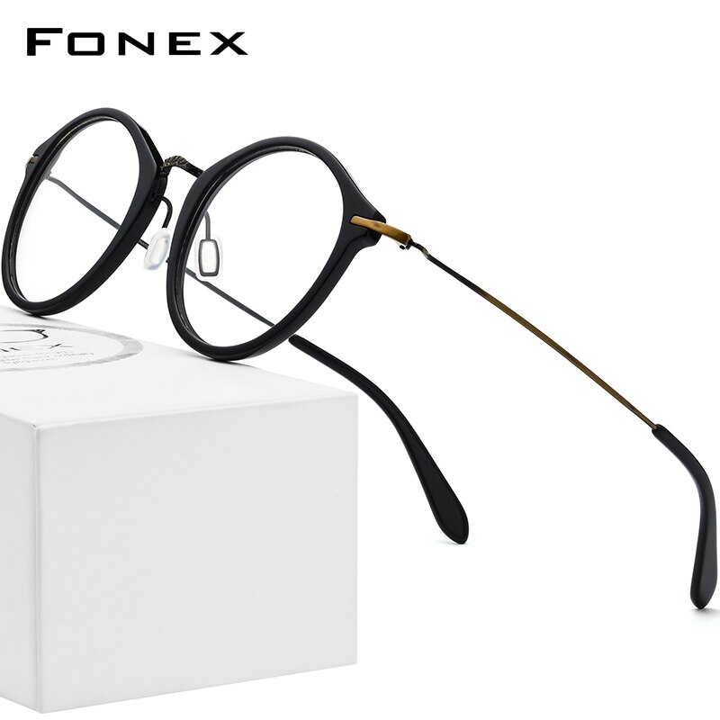 Monture de lunettes optiques fonex b en titane pour femmes, lunettes de vue rondes vintage pour hommes, lunettes en acétate pour myopie , 852