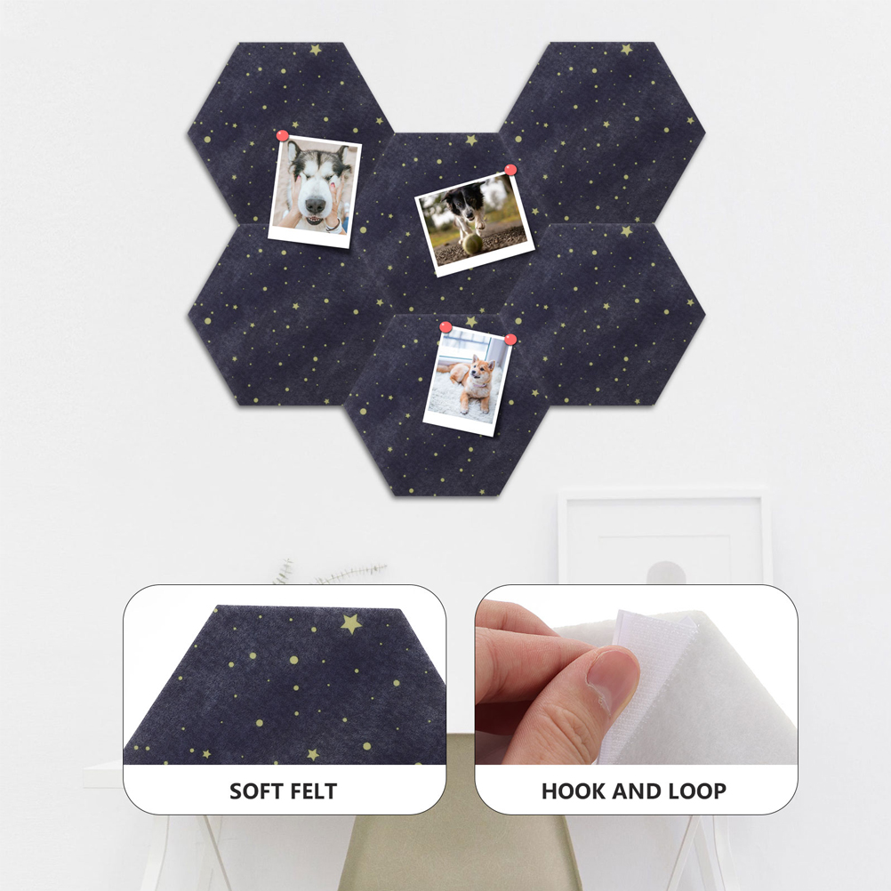 2Pcs Starry Hexagon Felt Board Decors Wall Message Board DIY Bulletin Board