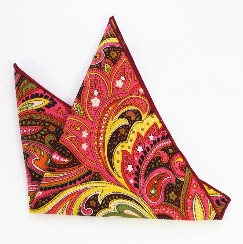 Rbocott heren bedrukte katoenen zakdoeken, bloemen- en paisley-pochetten, vintage zakdoeken, zakelijke handdoek, bruilofts- en feestaccessoire: 32