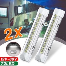 12V 24V 72 LED Car Interior White Strip Light Bar Car Interior Lamp with On/Off Switch for Van Lorry Truck Camper Boat: 2pc