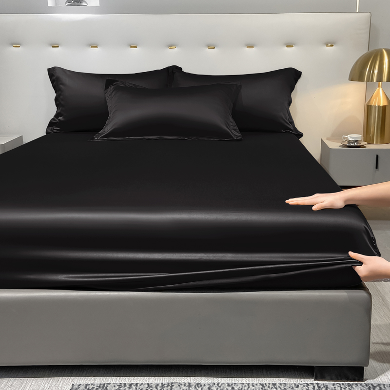 Couvre-lit en Satin noir pour hommes et femmes, quatre saisons, Simple, , couleur unie, soie glacée, maison, chambre à coucher, hôtel