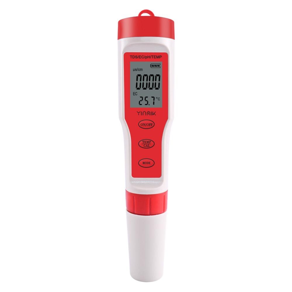 Yieryi 4 in 1 PH/TDS/EC/Temperature Meter PH Tester Digital Water Monitor Tester for Pools, Drinking Water, Aquariums: NO backlight