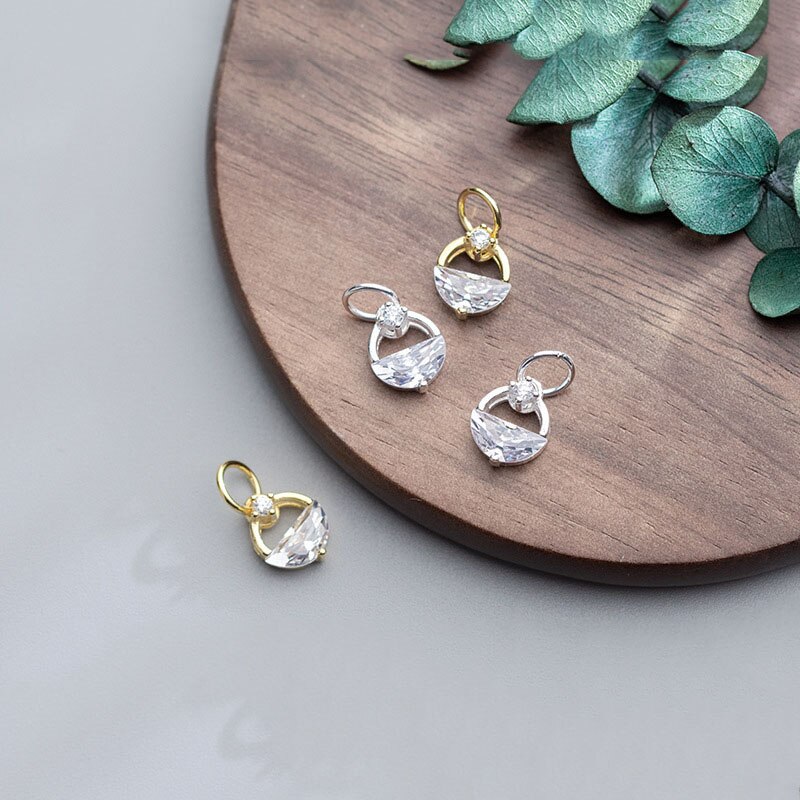 Meetsoft romantische 925 große zirkonia-rundanhänger aus sterlingsilber, hohl, diy-schmuck, minimalistisch, schickes accessoire