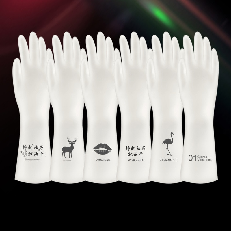 Guantes de goma para lavar platos de cocina, manoplas de manga larga resistentes al desgaste, accesorios de limpieza para el hogar, 1 par
