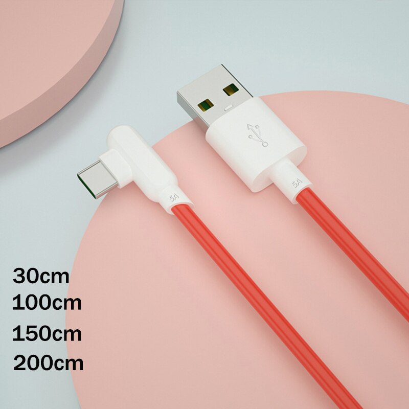 USB C 90 Grad Kette Kabel Oneplus Nord N10 N100 8T Typ C Bindestrich Ladekabel 0.3/1/2M 5A Schnelle Ladung Für eins Plus 8 7T 7 Profi 6