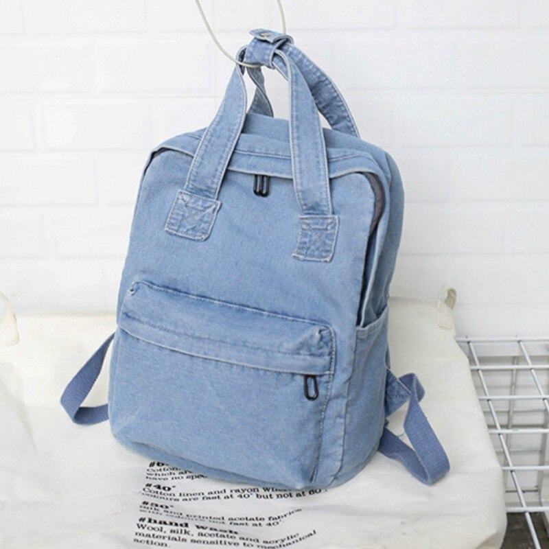 Longmiao Denim Jeans Vrouwen Rugzak Voor School Tieners Meisjes Vintage Stijlvolle Schooltassen Dames Rugzak Vrouwelijke Boekentas Mochila: Jeans Blue