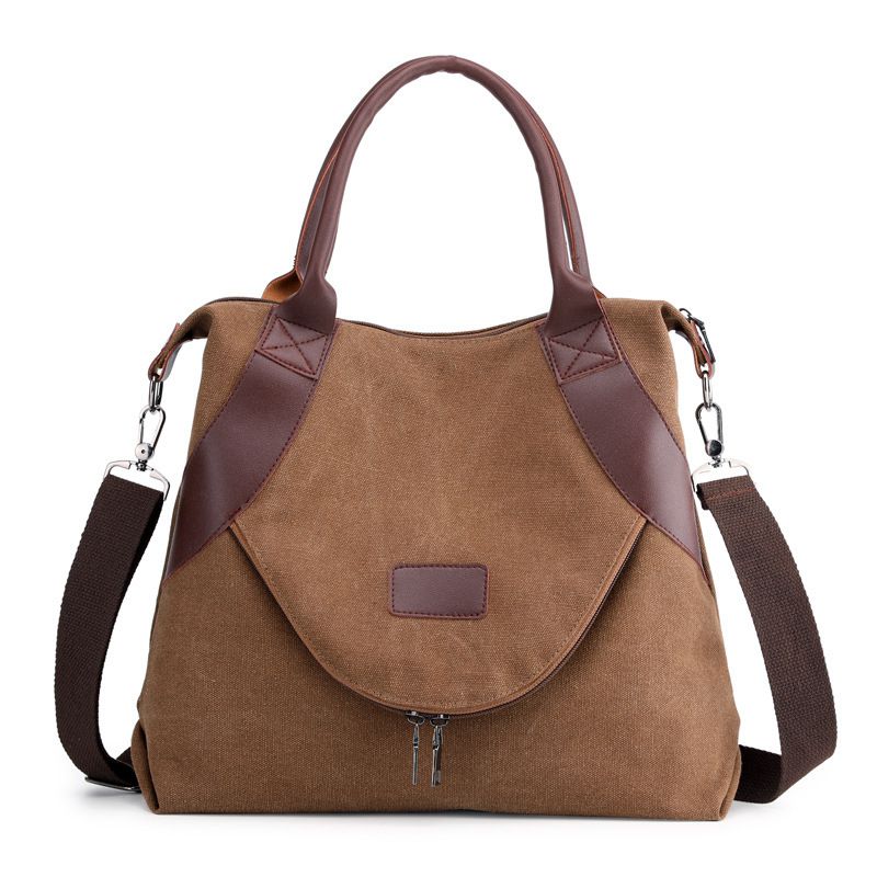 Women Handbags Korean Style Canvas Shoulder Bags Ladies Crossbody Bag For Woman Classic Canvas Hand Bag S2266: Brown