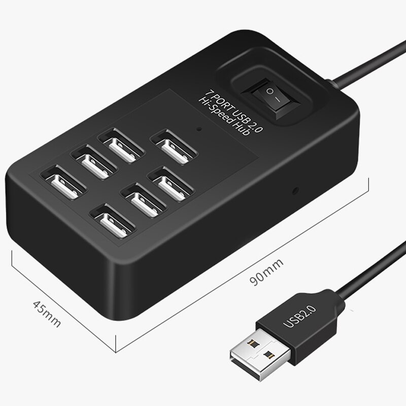 7ポートusb 2.0ハブ拡張高速スプリッタエクステンダーアダプタケーブル黒のためのpcコンピュータ