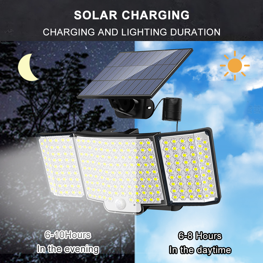 106 LED lumières d'inondation solaires extérieur télécommandé capteur de mouvement lumière de sécurité solaire alimenté du crépuscule à l'aube appliques murales Garage