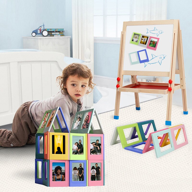 Magnetisk fotoramme til fujifilm farverig dobbeltsidet baby sjovt legetøj magnetisk køleskab billedmagneter børns kunstramme