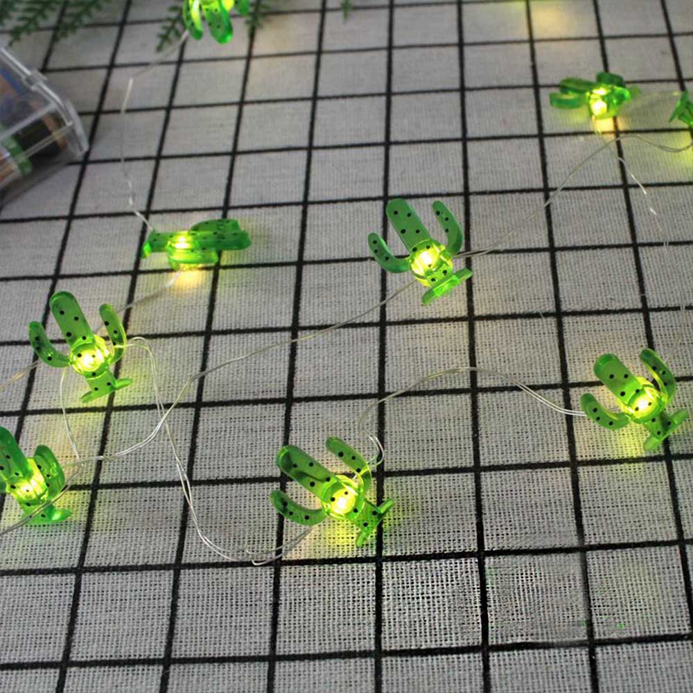 Guirnalda de luces 20 piezas luminosas hawaianas para decoración de fiestas, flamencos, unicornios, Cactus, suministros para LED en forma de piña: cactus