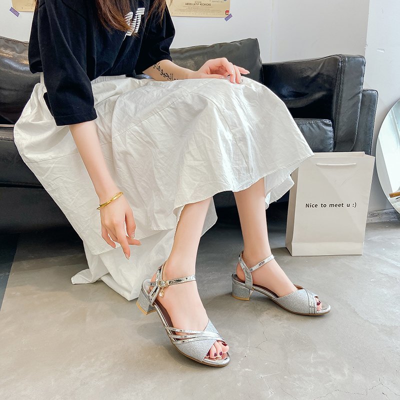 Women's Sandal Summer 5 Cm Thick Heel Commuter Women's Sandal Office Women's Sandal Outdoor Casual Comfortable Sandal