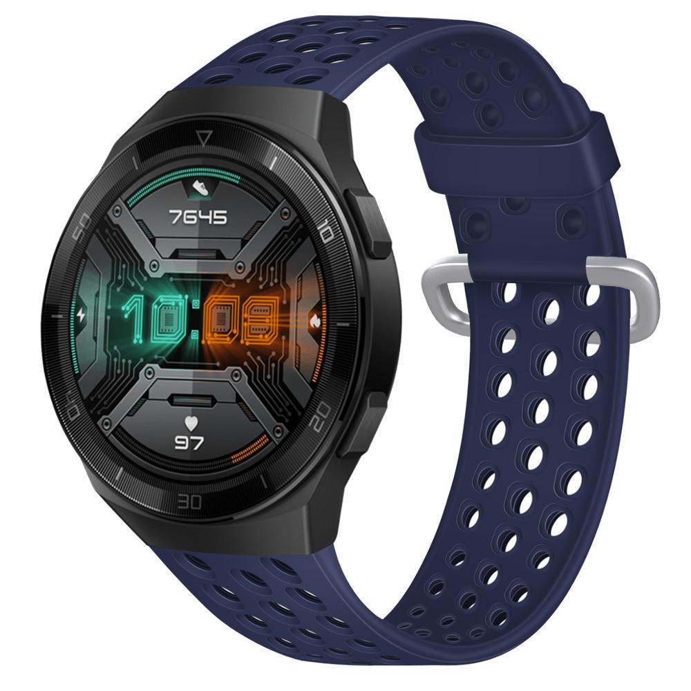 22mm armbånd silikon pustende reim huawei klokke  gt 2e bånd for huawei  gt2 46mm klokke rem erstatning armbånd tilbehør: Marinen / For huawei  gt2 46mm