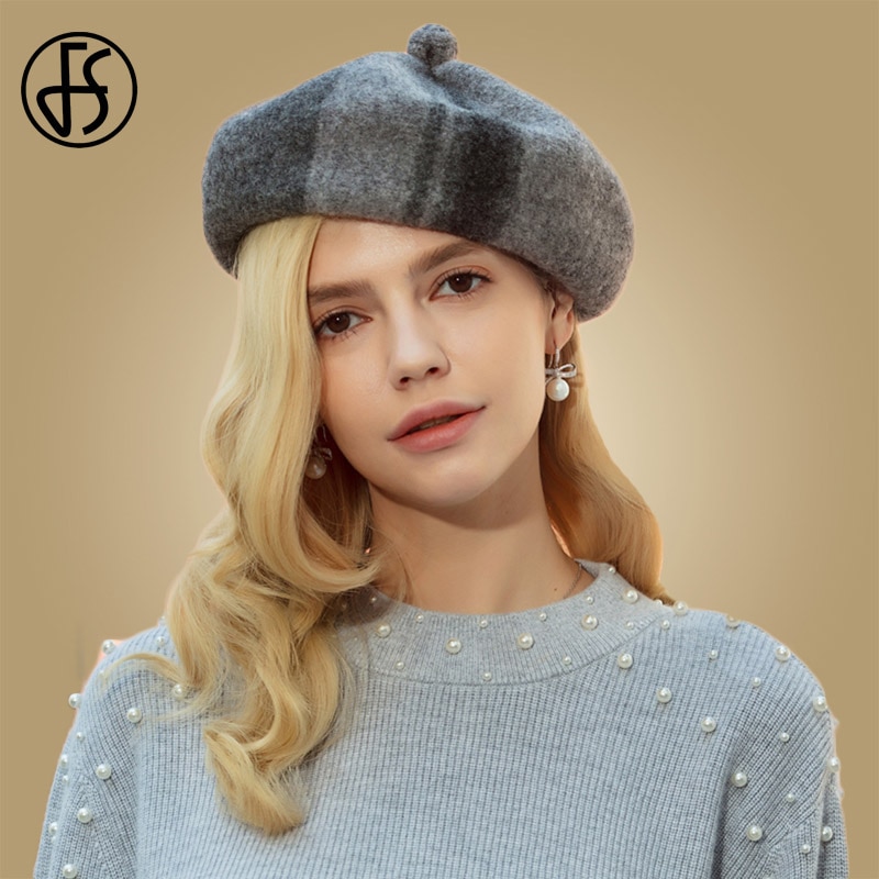 FS Vintage Wool French Beret Hats Ski Caps Womens Girls Winter Warm Cap Painter Hat Beanie Boinas Para Mujer