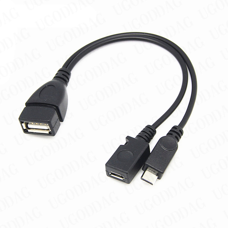 20 cm 2 w 1 Micro USB Host Power Y Splitter USB 2.0 Port Terminal Adapter OTG Kabel do Fire Tv 3 lub 2. generacji Fire Stick