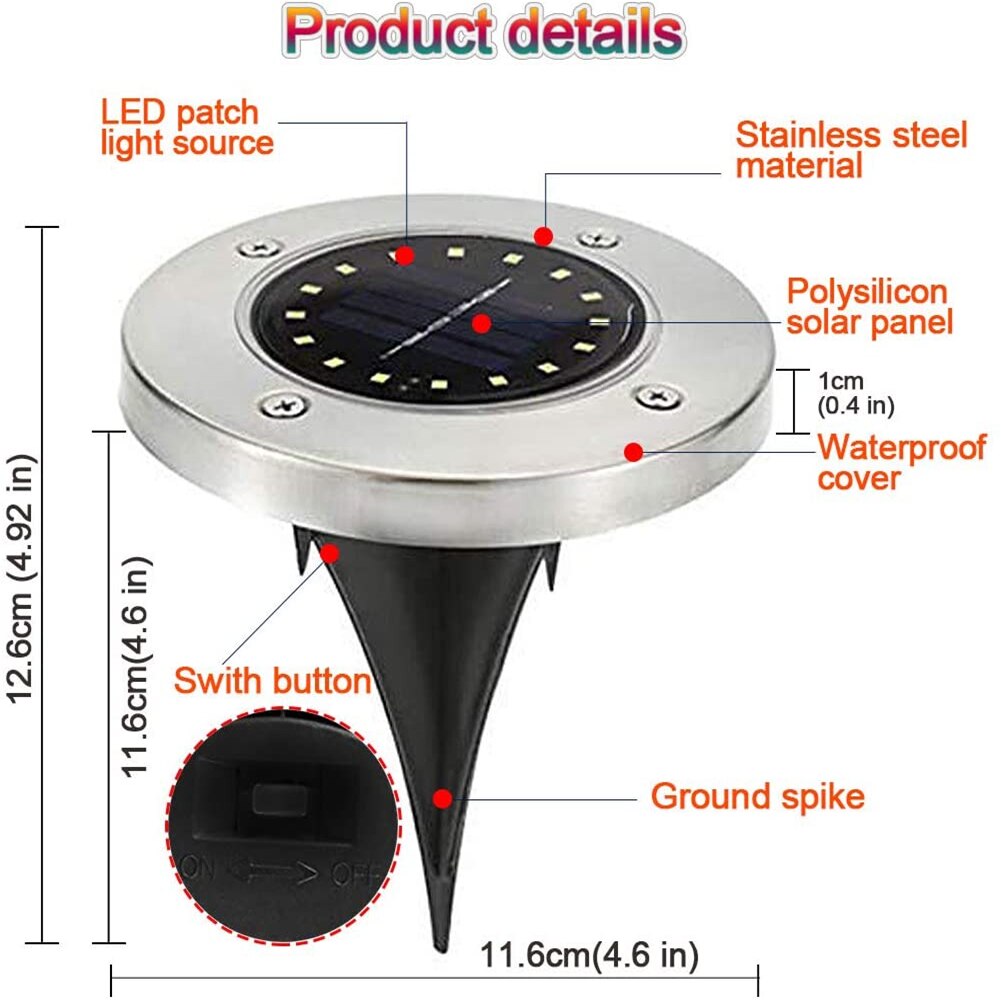 Soalr Tuin Licht Solar Pathway Lamp Outdoor Schijf Licht 16led Gazon Verlichting Tuin Decoratie Waterdichte Solar Lamp Grond Licht