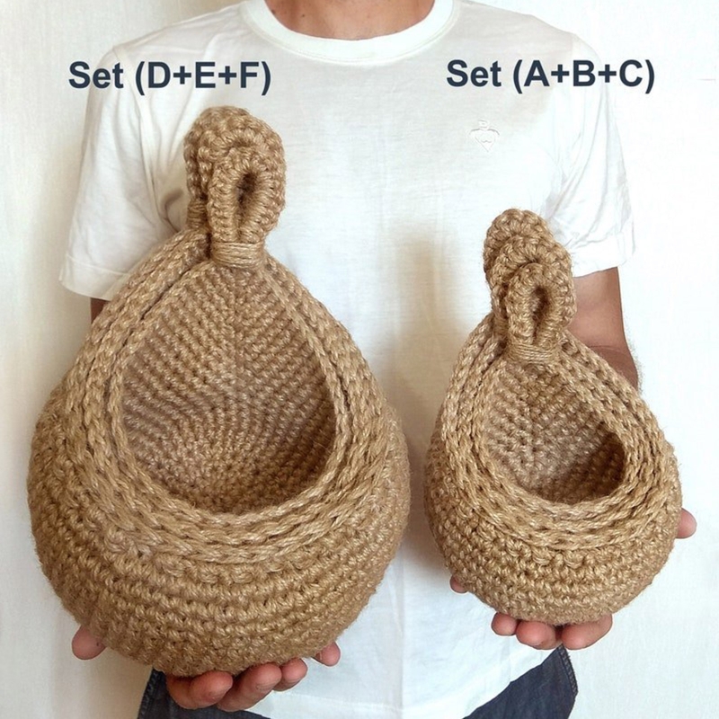 Woven Hanging Fruit Baskets Weave Storage Baskets Wall Decoration Hanging Baskets for Home Living Rooms Kitchen