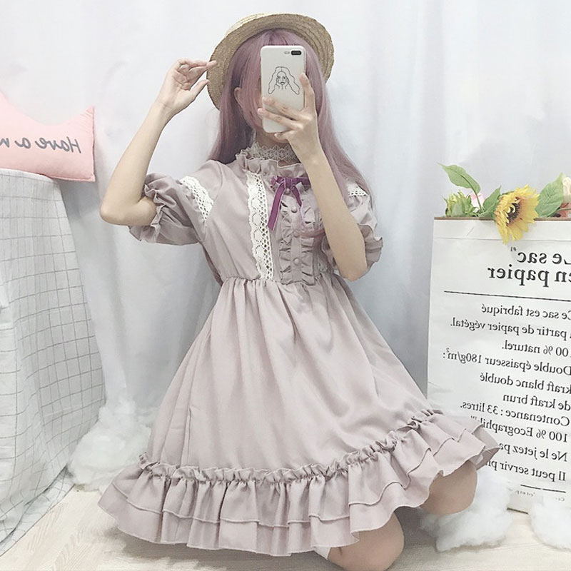 Kaufe Frauen Lolita Gothic Kleid Mädchen Rüschen Mesh Puff Sleeve Steampunk Cosplay Unregelmäßige Schwarz Vintage Kleider Mode zum Preis ab 47