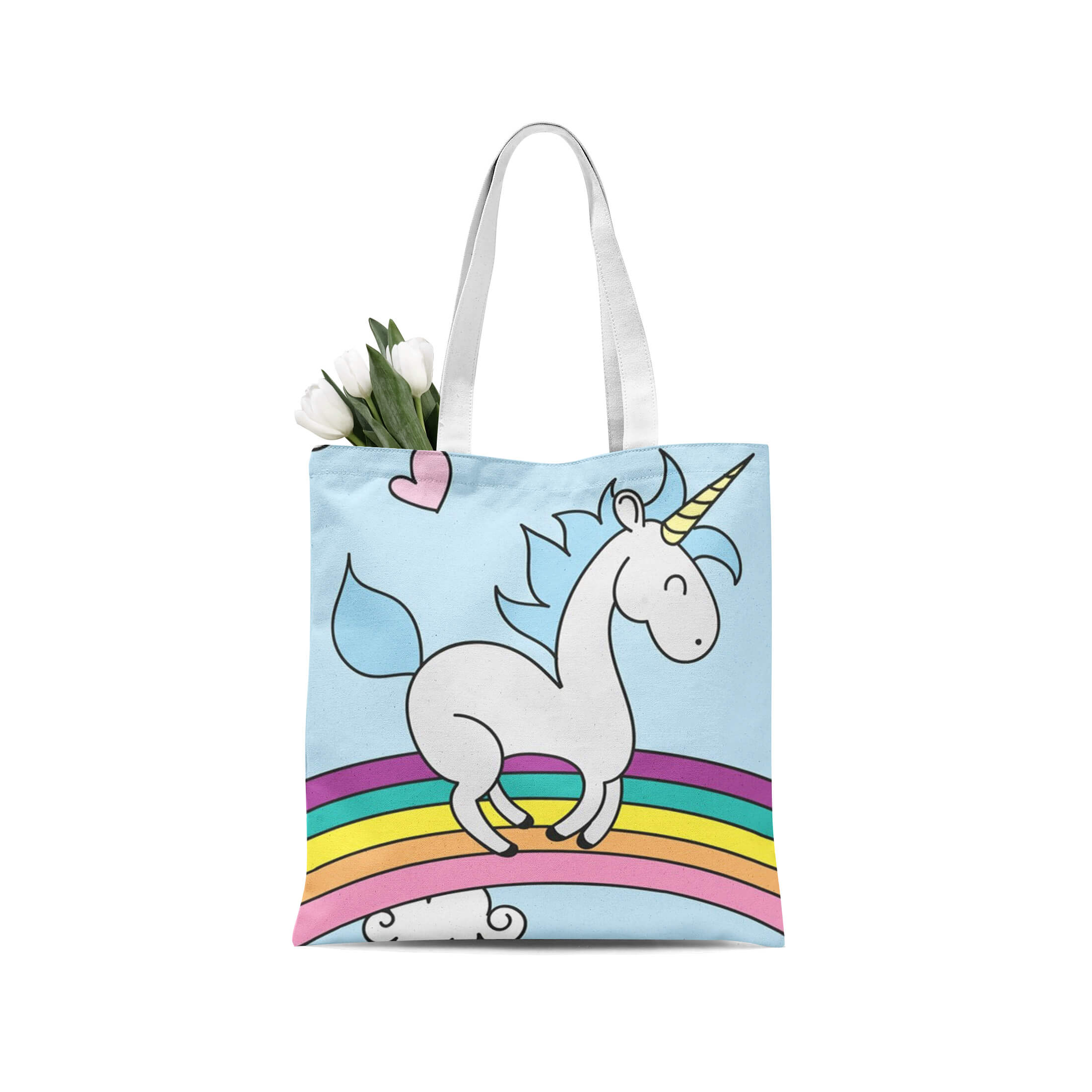 Women Handbags Cute Unicorn Print Handbags Can One Shoulder Shopping Bag Portable Folding Outdoor Beach