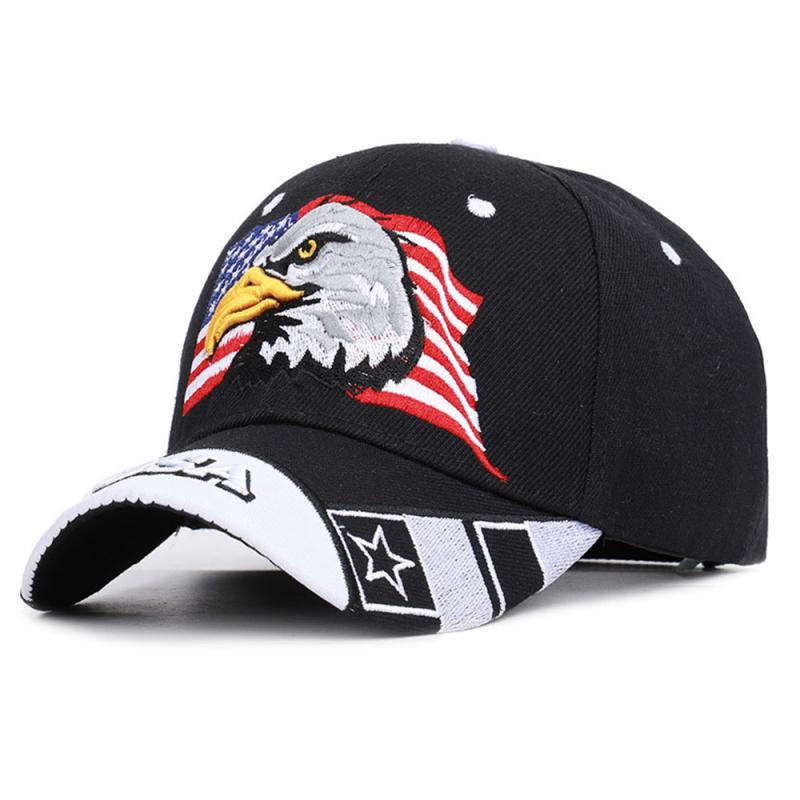 HEIßER Baseball Kappe Kappe Kappe Bestickte Adler Baseball Kappe Einstellbar Windschutz Und Sonnenschirm Hut Hut: USA-black